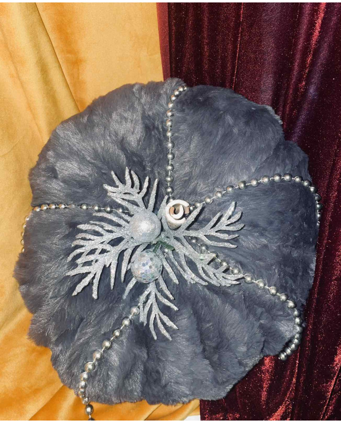 Γκρι Γούνινη Διακοσμητική Κολοκύθα