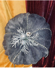 Γκρι Γούνινη Διακοσμητική Κολοκύθα